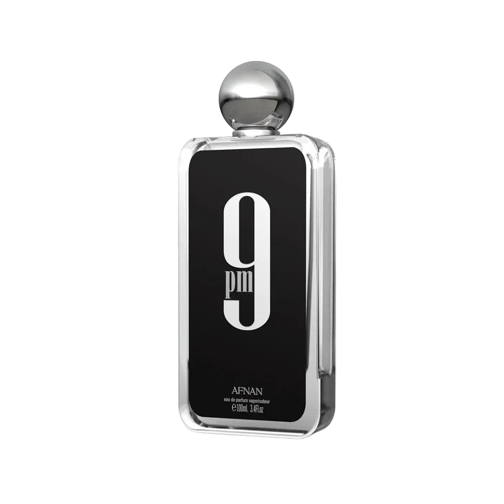 Perfume bottle labeled '9' by Afnan on a light WHITE background